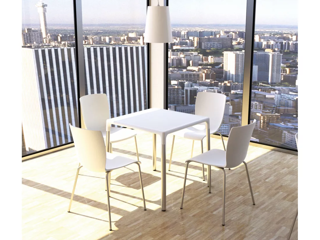 Chaise de conférence - Plastique & Aluminium - Crème - Mio