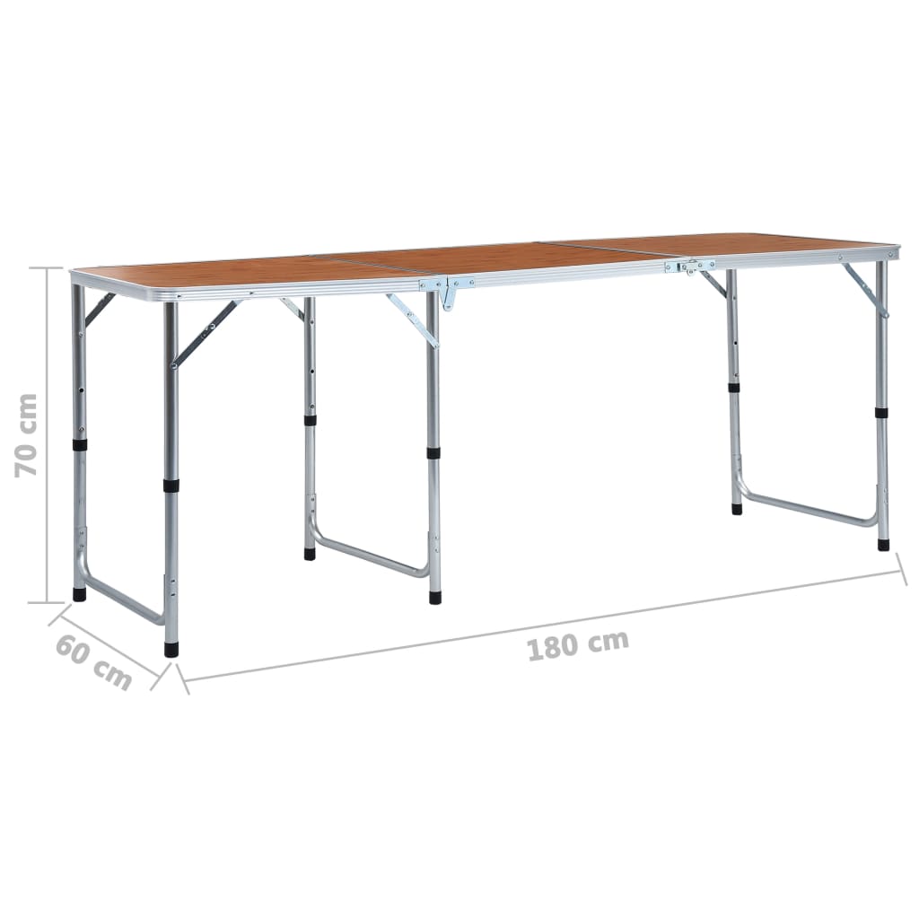Mesa de camping dobrável Vidaxl marrom 180 x 60 cm