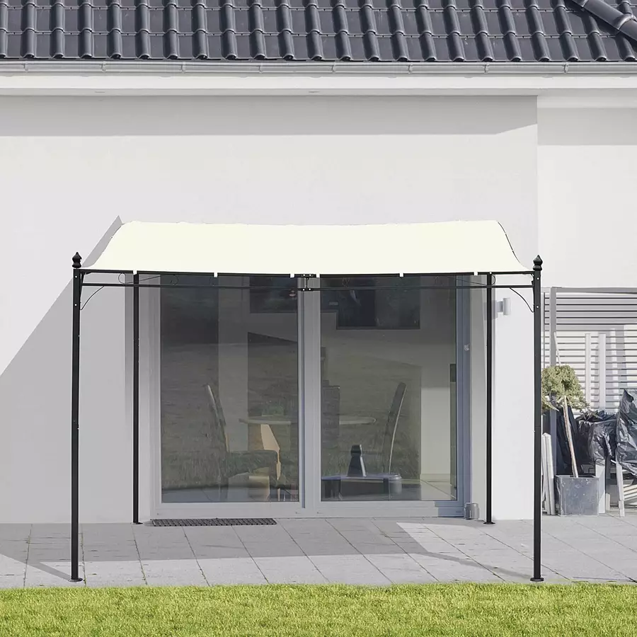 Outsunny Gartenpavillon mit geschwungenem Dach cremeweiß, schwarz