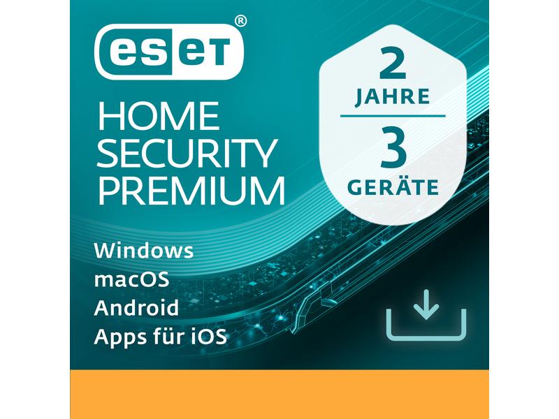 ESET HOME Security Premium Vollversion, 3 User, 2 Jahre Der Premiumschutz für Ihr digitales Leben – Stärken Sie Ihren Schutz dank Passwort-Manager, Verschlüsselung sensibler Dateien und modernster Bedrohungserkennung