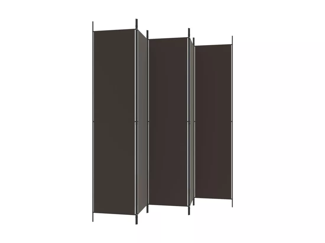 Cloison de séparation 5 panneaux Marron 250x220 cm Tissu