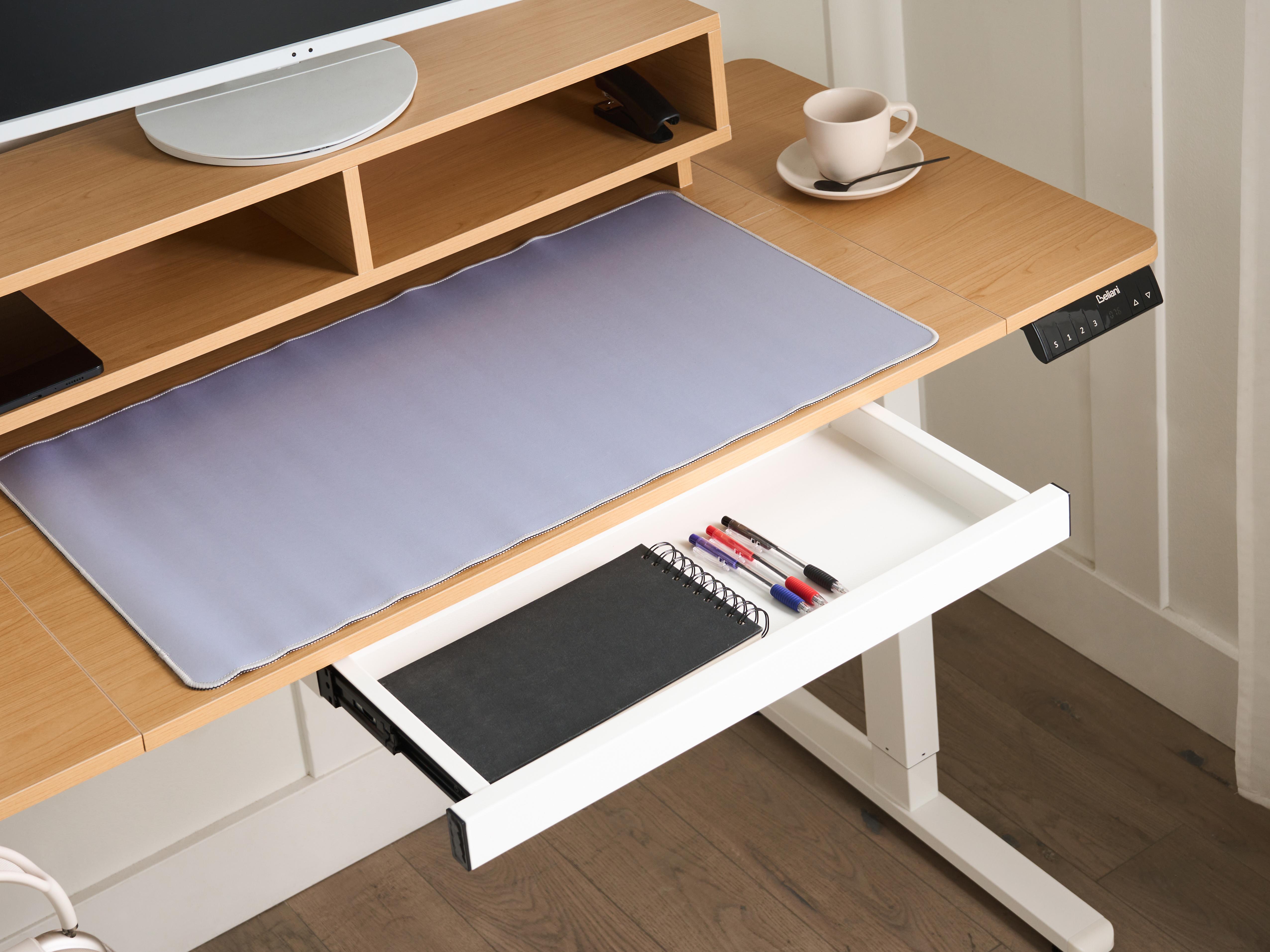 Elektrisch verstelbaar sta-bureau LUCAMA Lichtbruin/wit 120 cm 60 cm met USB-poort