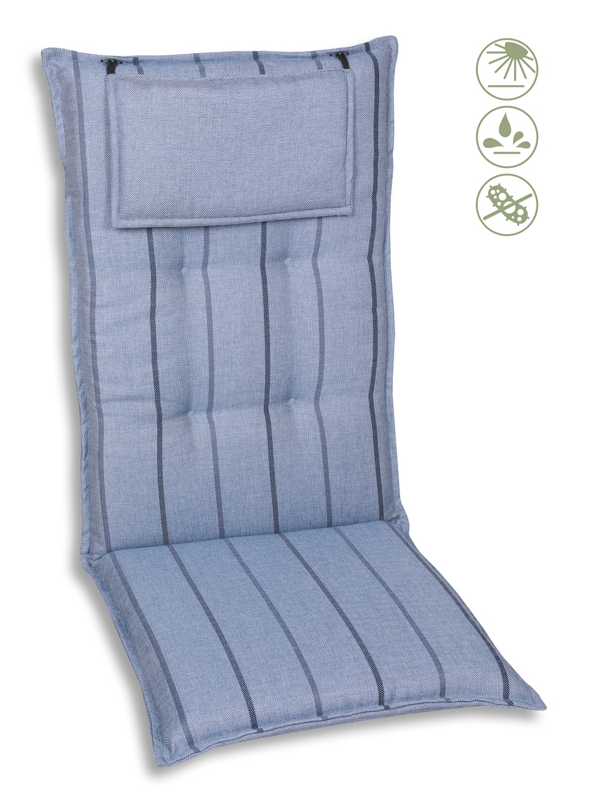 GO-DE Gartenstuhlauflage STRIPES 120/50/7 cm blau