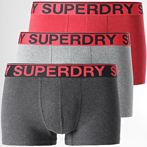 Lot De 3 Boxers Classic Gris Chiné Rouge Gris Anthracite