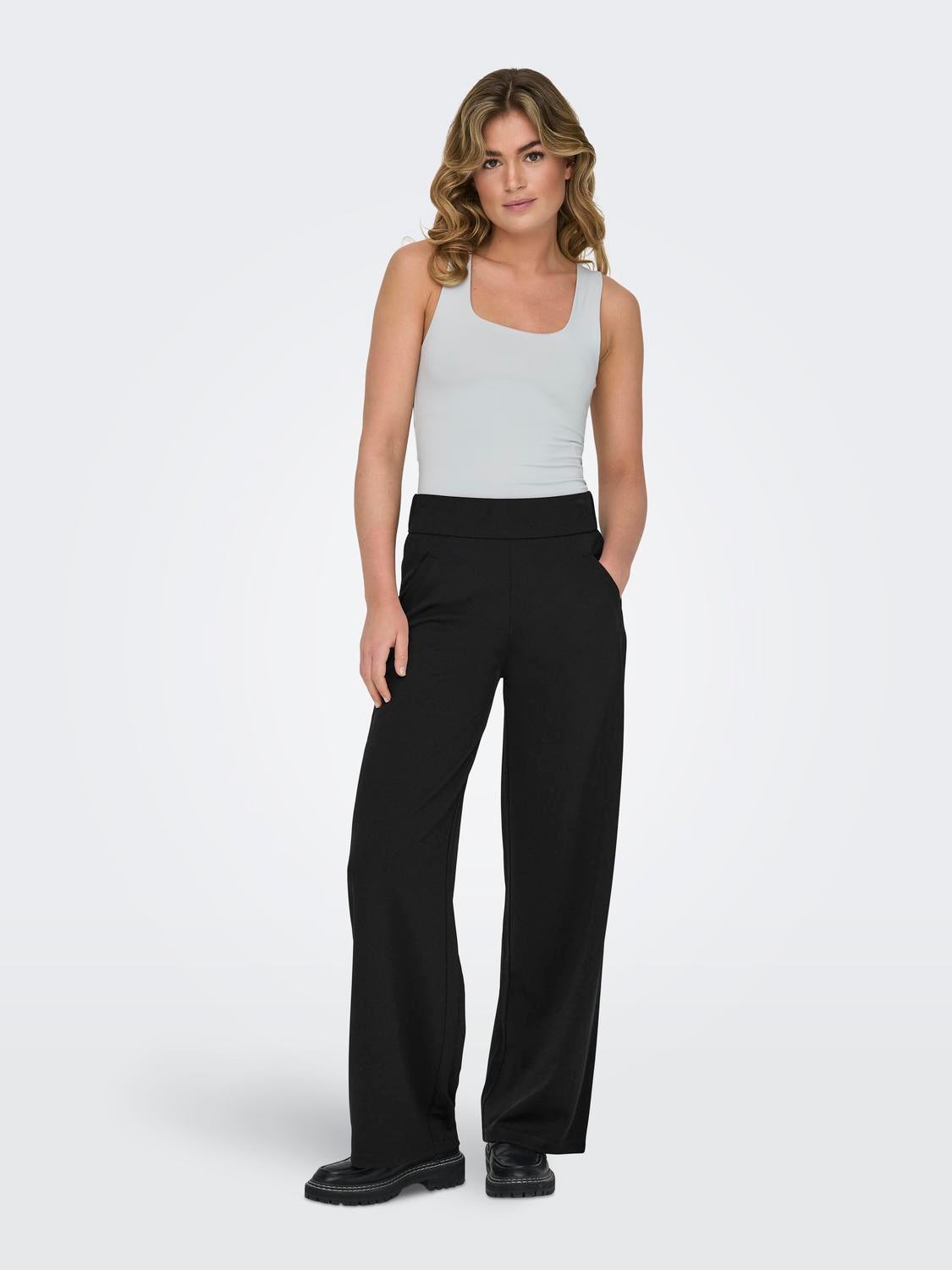 JDYLOUISVILLE Hohe Taille Weiter Beinschnitt Hose mit weitem Beinschnitt Black