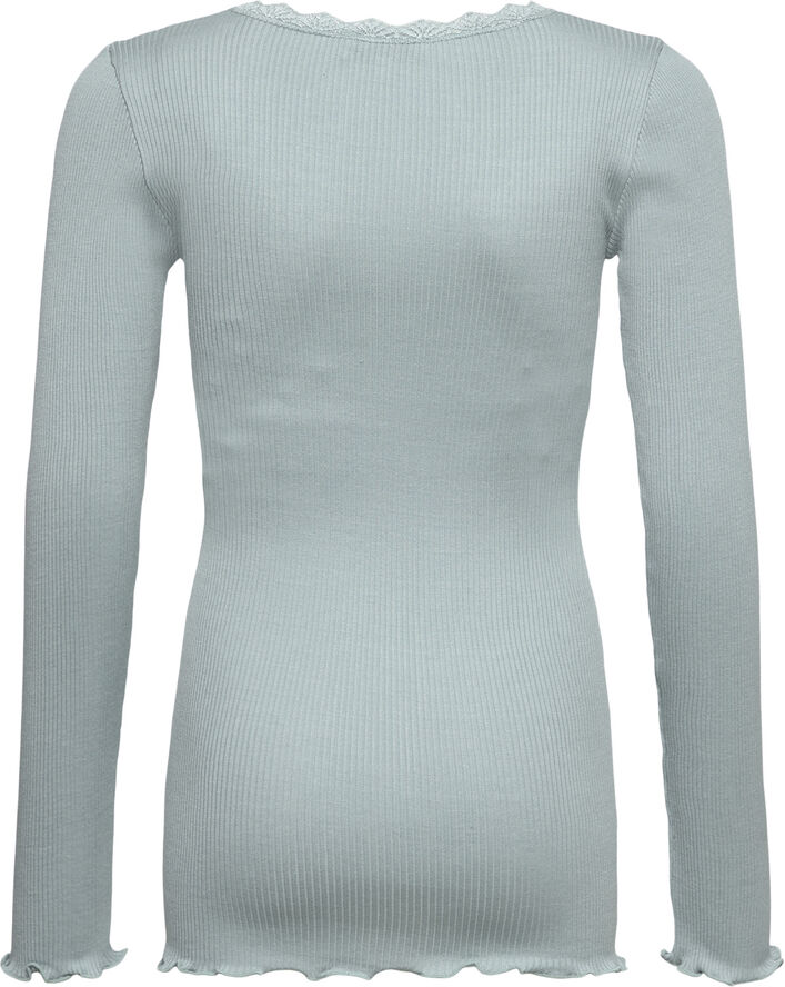 Rosemunde Silk t-shirt w/ lace Blå