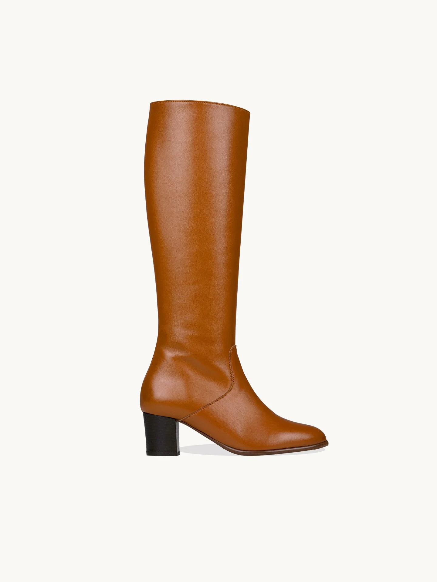 CAMEO CAMEL - Bottes à talon en cuir lisse | Marron