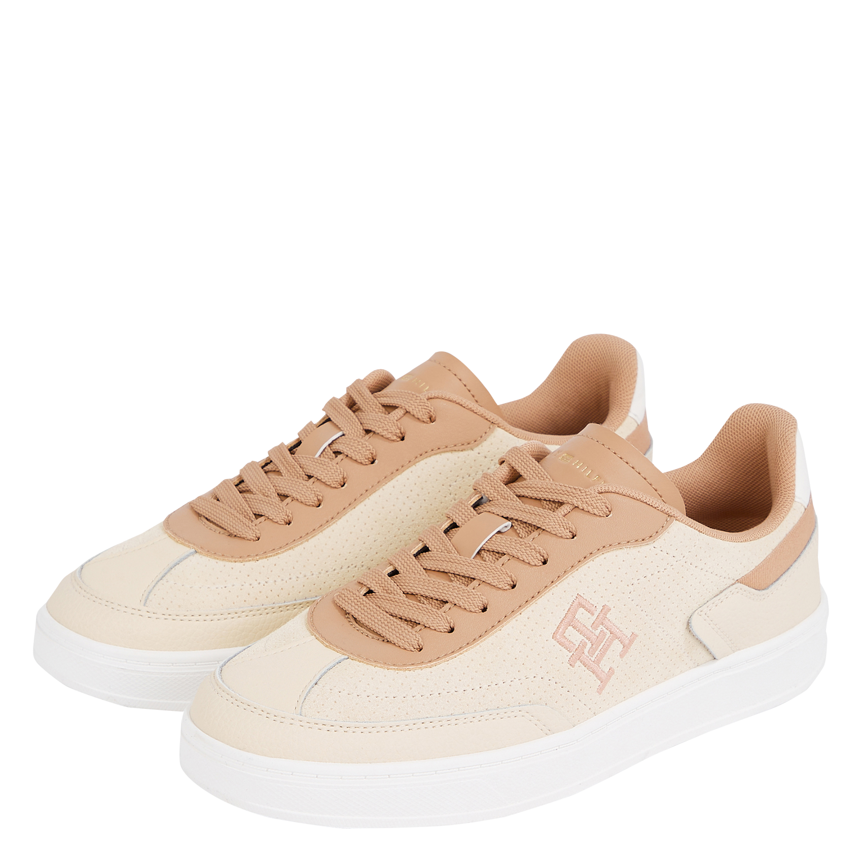 Baskets basses en cuir mélangé | Beige
