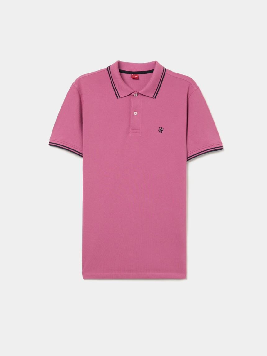 Polo piqué slim fit com riscas