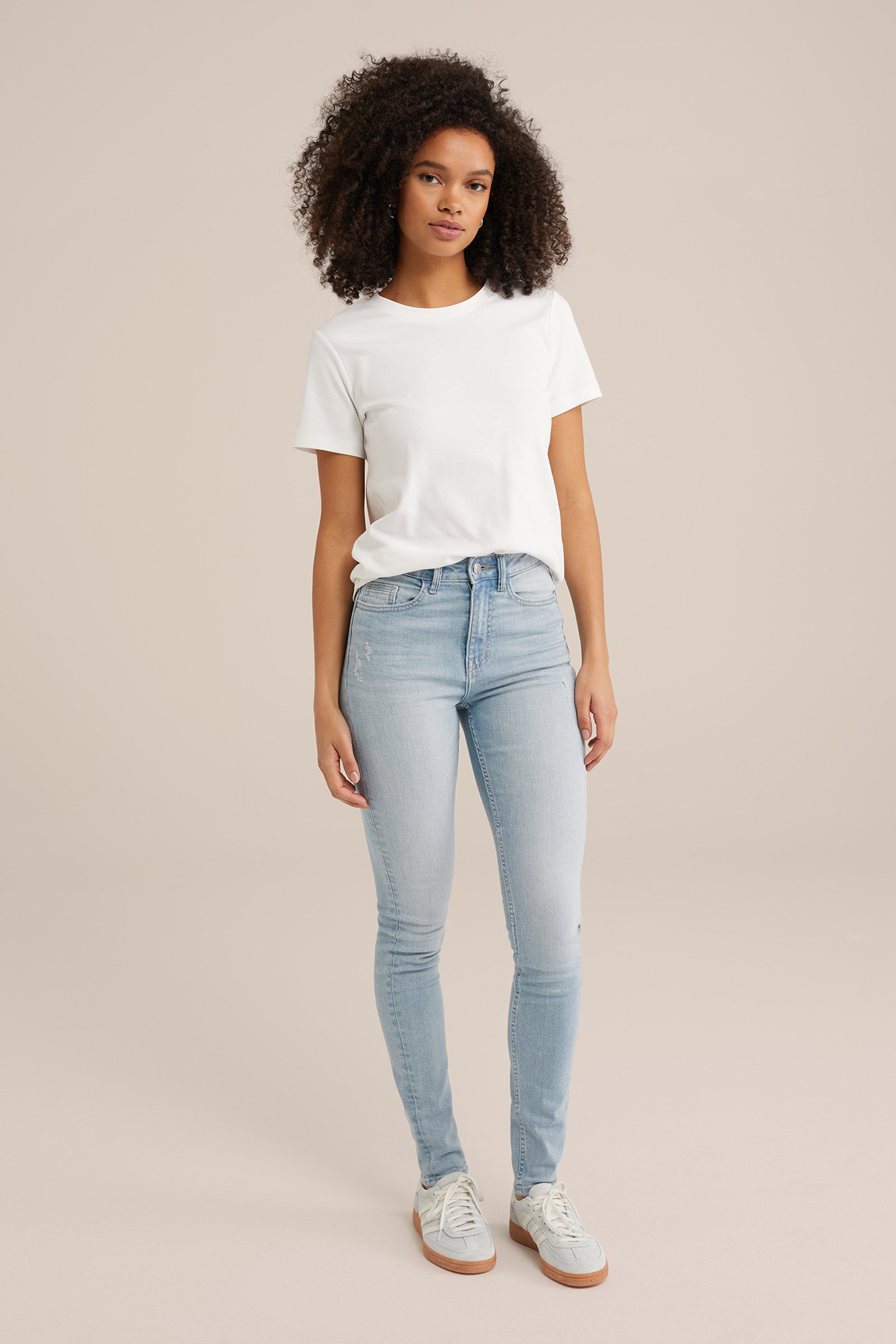skinny fit jeans met stretch WE Fashion Felblauw