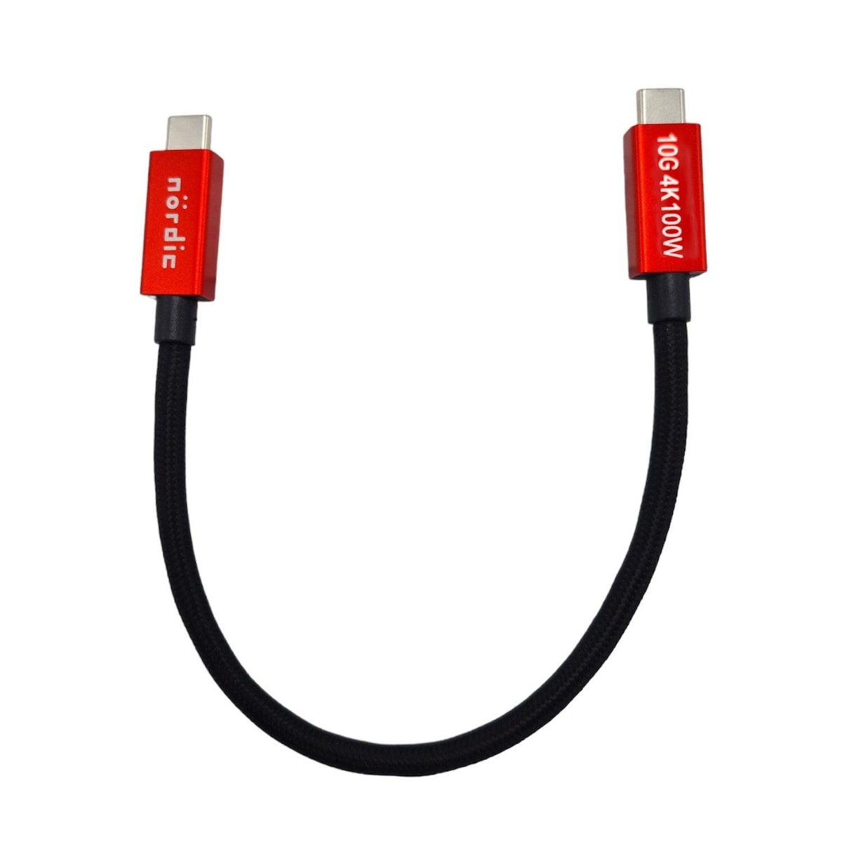 NÖRDIC 50 cm USB3.2 Gen2 SuperSpeed ​​​​USB 10 Gbps USB-C til C nylonflettet kabel med strømforsyning 100W, 4K60Hz video og Emarker
