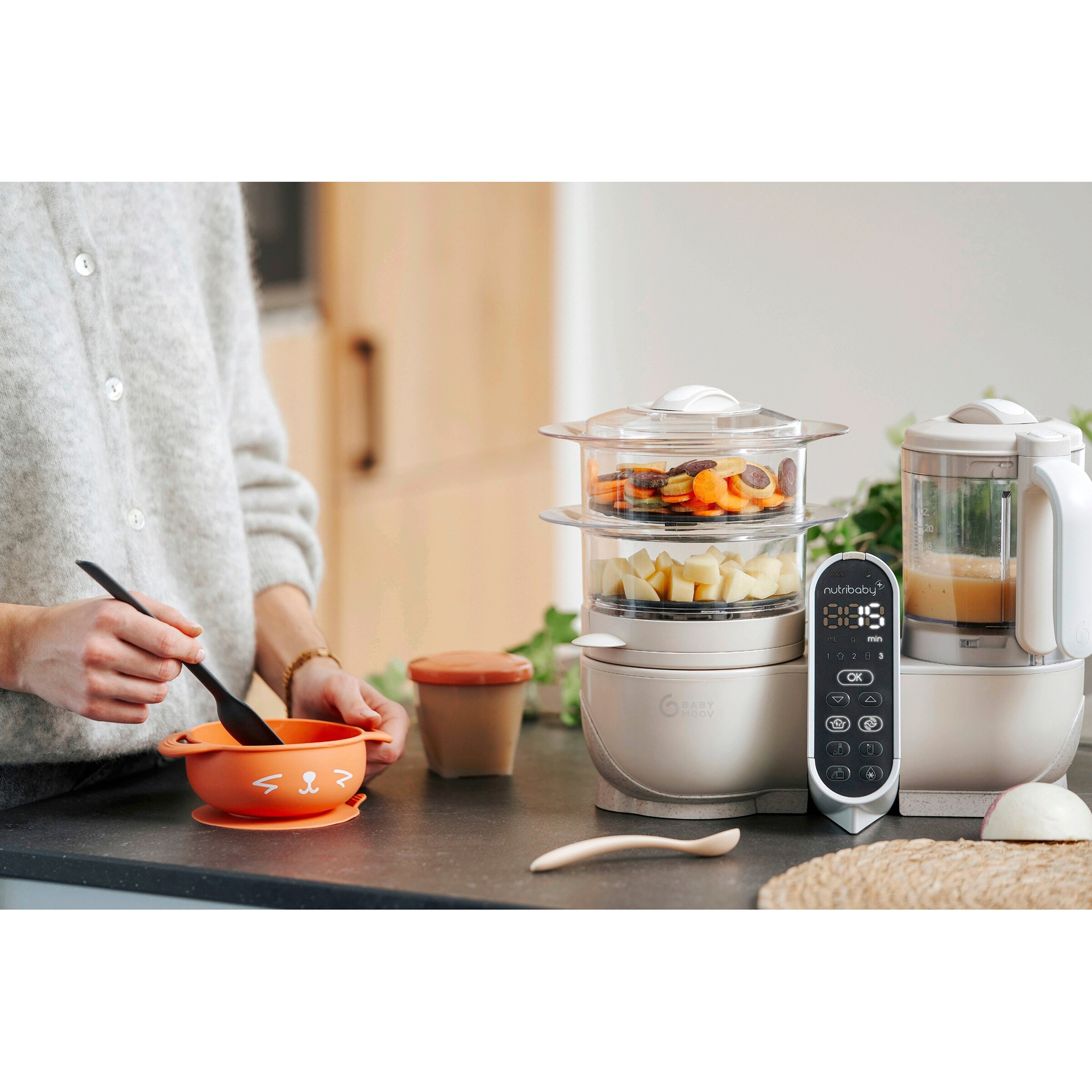 Babymoov Babynahrungszubereiter und Sterilisator NutribabyPlus mineral beige