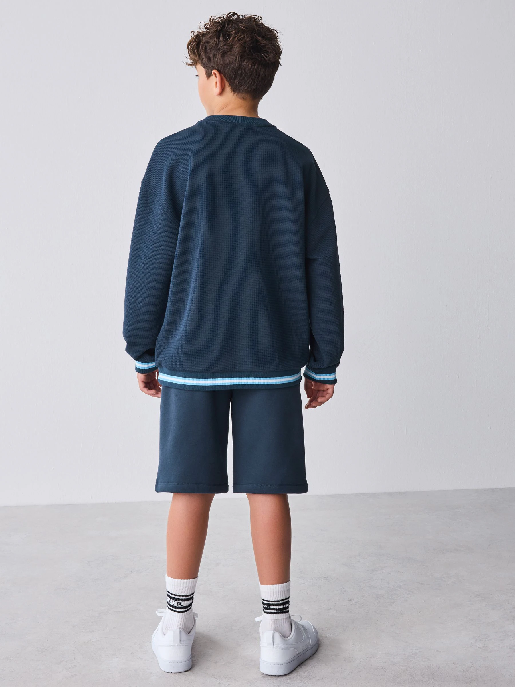 Blauw - Baker by Ted Baker Textured Sweatshirt and Short Set