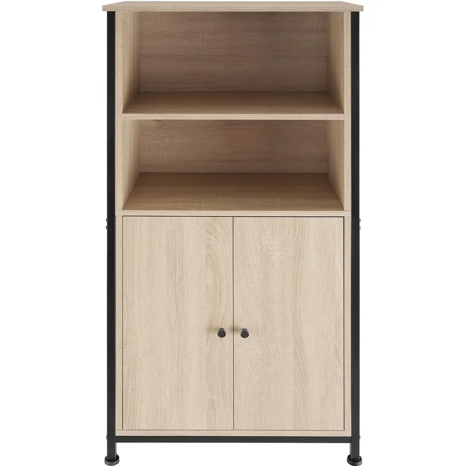 tectake Wandkast Doncaster 60x38x125cm, Industrieel Licht Hout, Eiken Sonoma