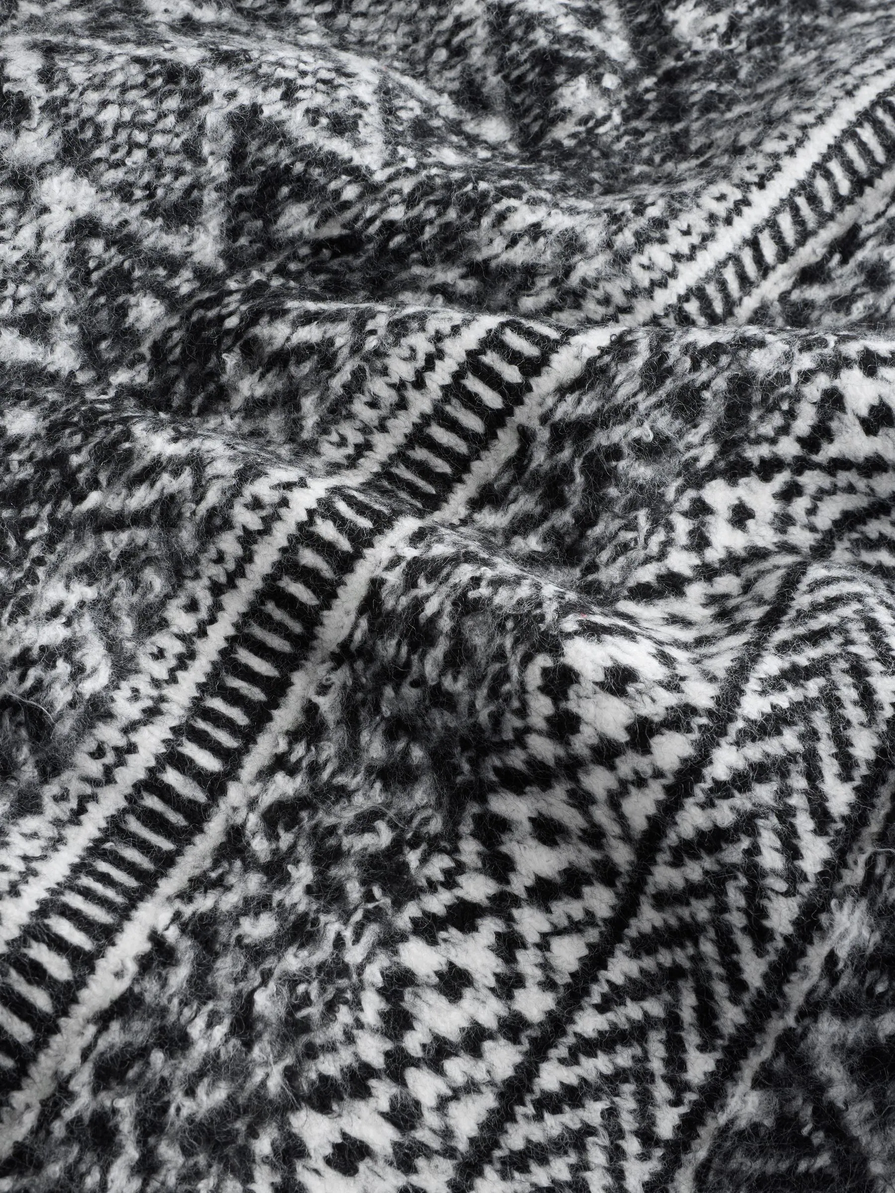Zwart/wit - Regular Fit Fairisle Pattern Crew Neck Jumper