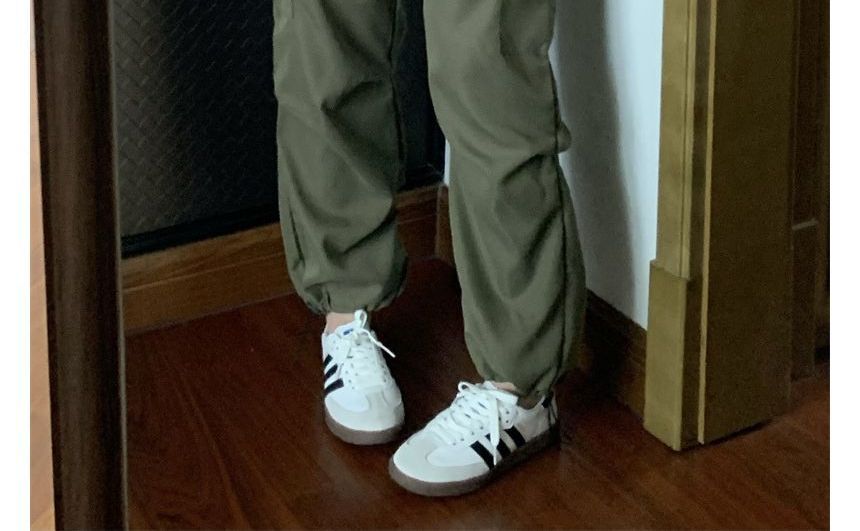 Soswift - Hoge taille, effen, baggy cargobroek met trekkoord