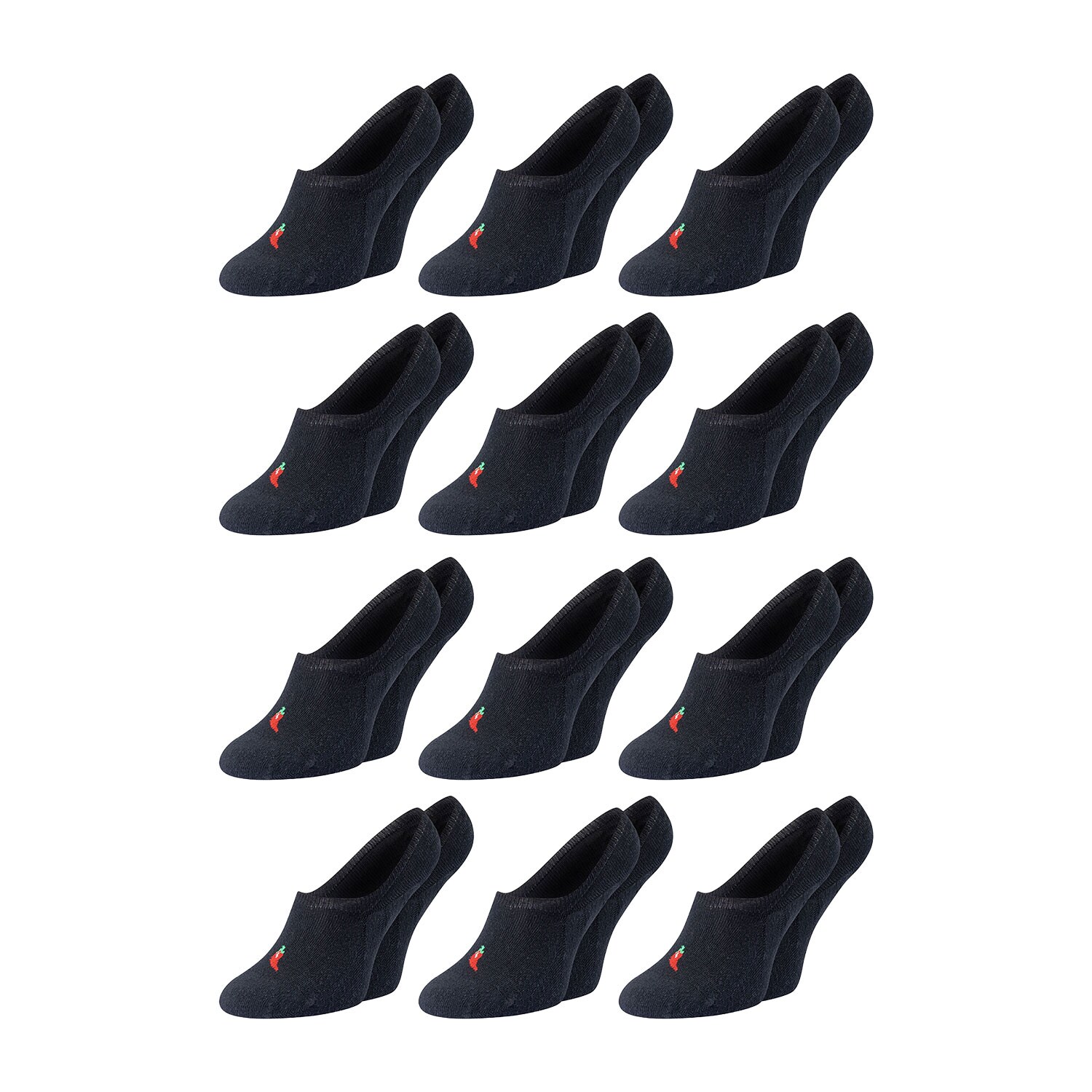 Chili Lifestyle FOOTIES Füßlinge Siliconpad 12 Paar weiß schwarz