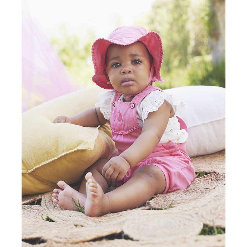 Ensemble 2 pièces avec salopette courte pour bébé fille - Multicolore