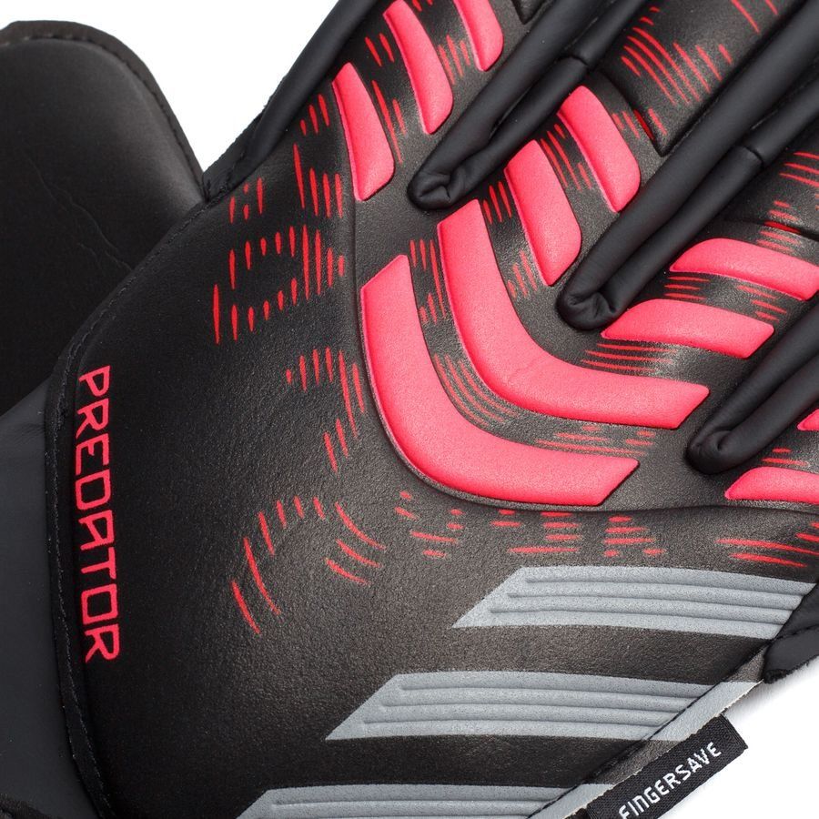 adidas Gants de Gardien Predator Match Fingersave Stealth Victory - Noir/Lucid Red Enfant