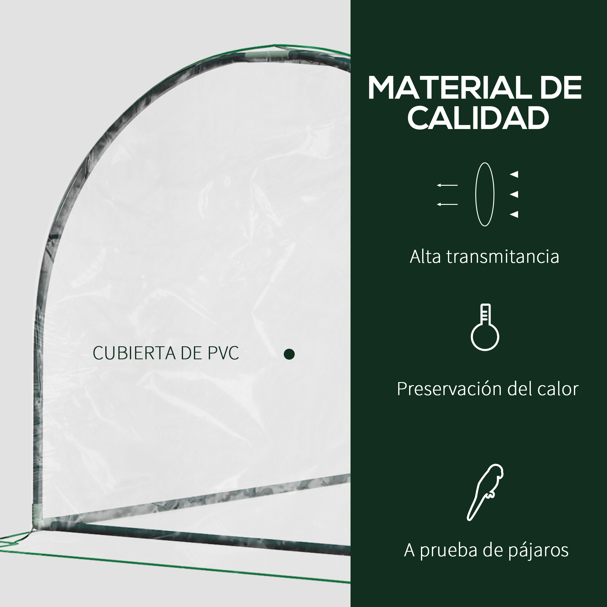Miniestufa Outsunny 200x100x80 cm para cultivo de plantas em jardins e terraços, ideal para plantio de sementes em viveiros domésticos. Modelo tipo túnel com estrutura de aço e cobertura plástica transparente.