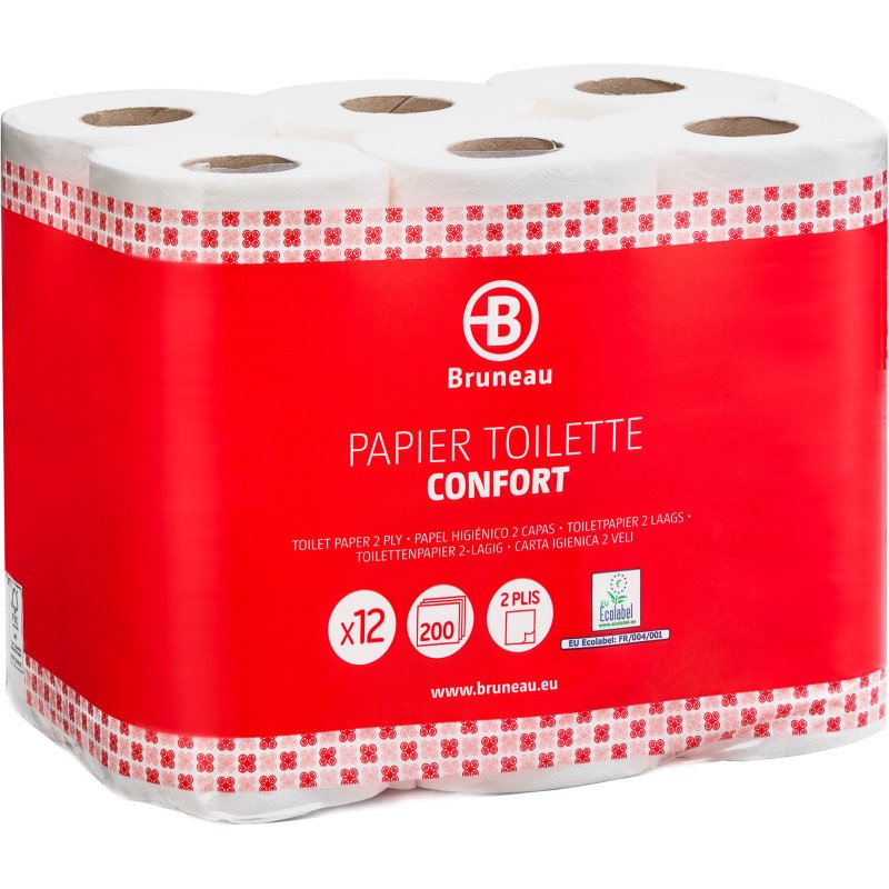 Papier toilette double épaisseur Bruneau - 12 rouleaux de 200 feuilles