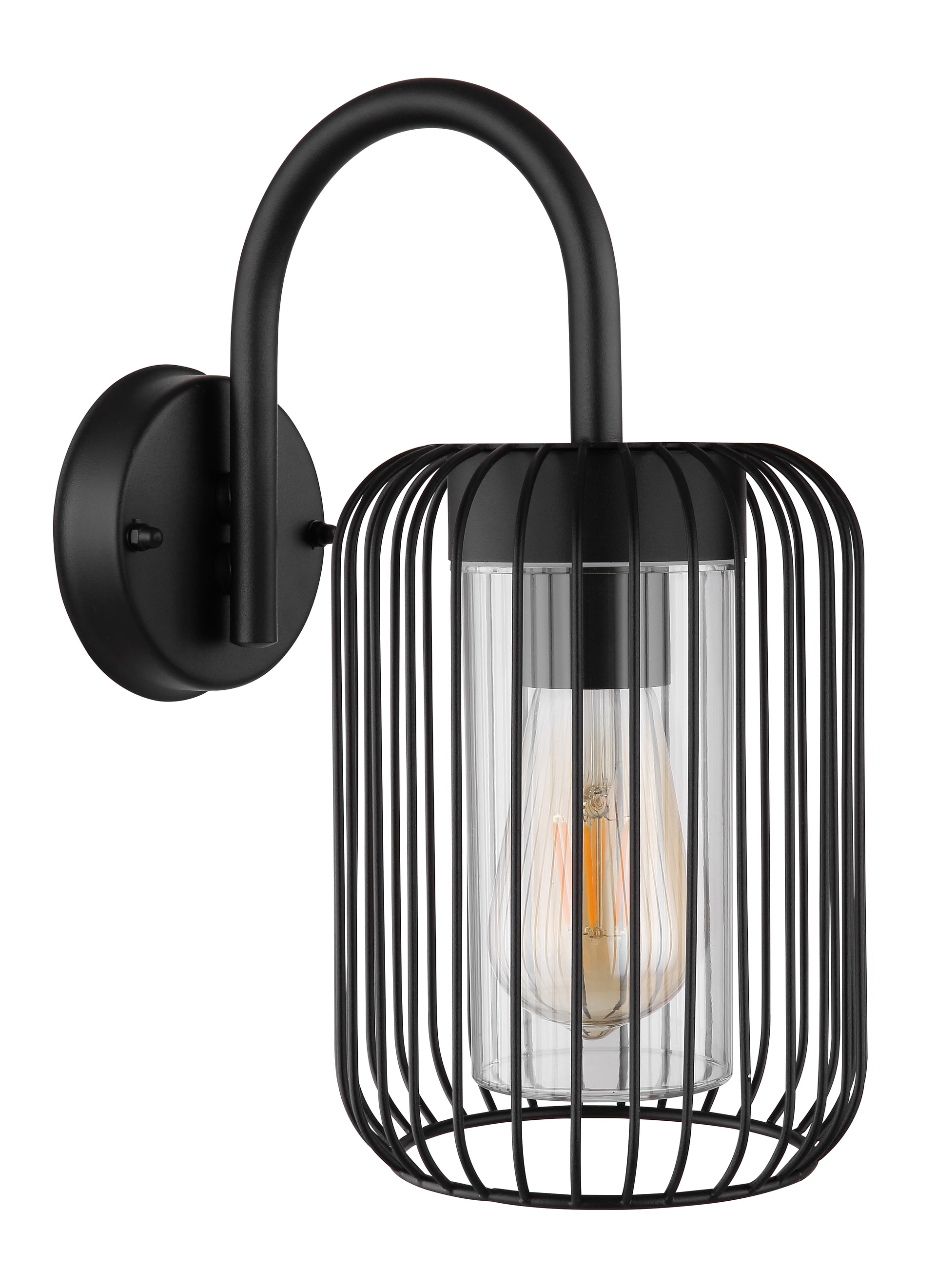 GLOBO LED Retrofit Außenwandleuchte NinaSchwarz 16x25cm H.32,5cm Metall,Geflecht,Matt,spritzwassergeschützt,Außen