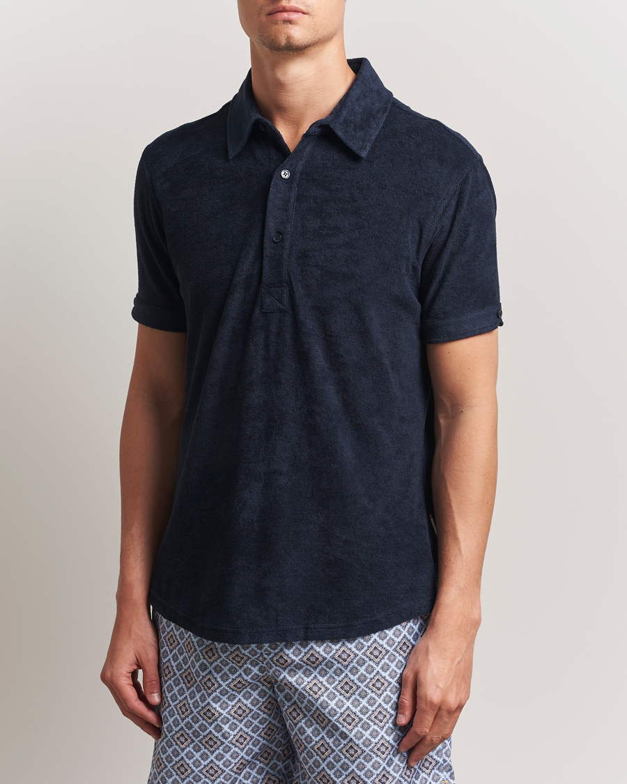 Orlebar Brown Sebastian Tailored Towelling Polo Night Iris