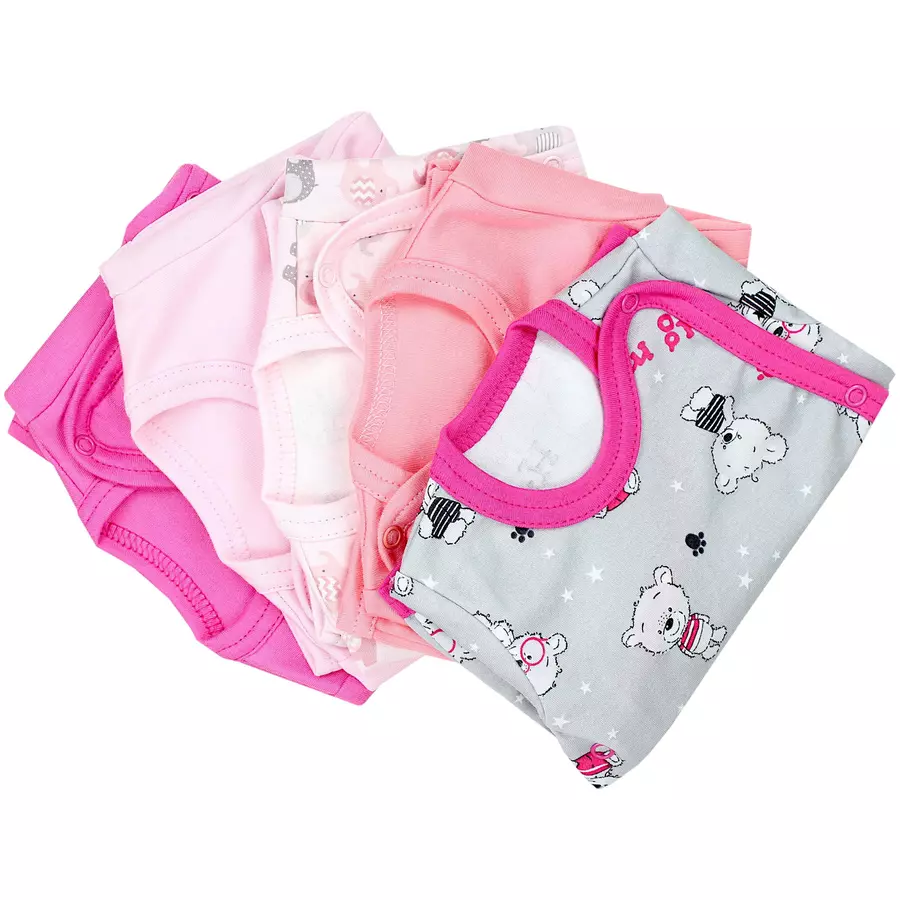 TupTam Baby Mädchen Wickelshirt Langarm 5er Set rosaorange