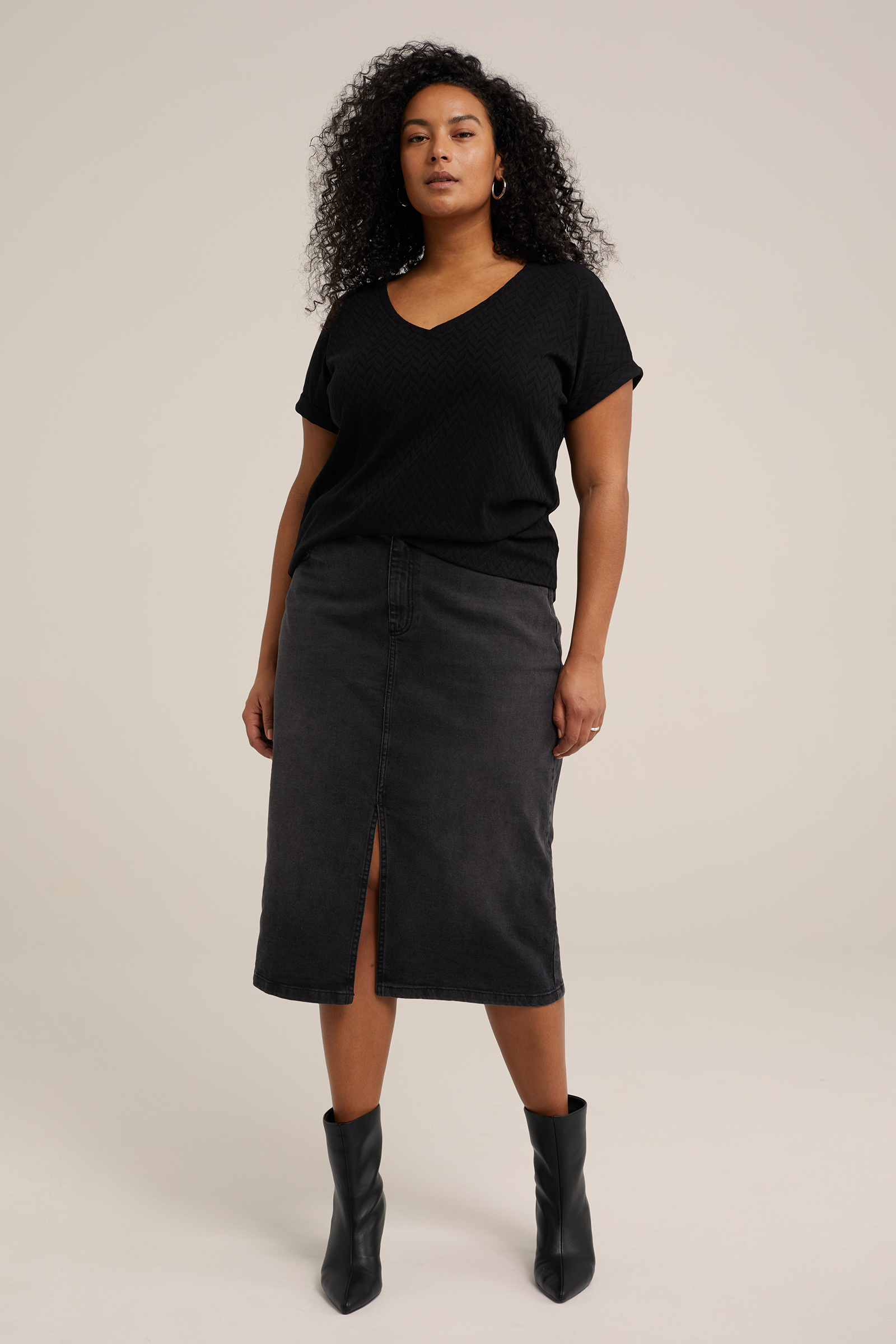 top met opengewerkt dessin - Curve WE Fashion Zwart
