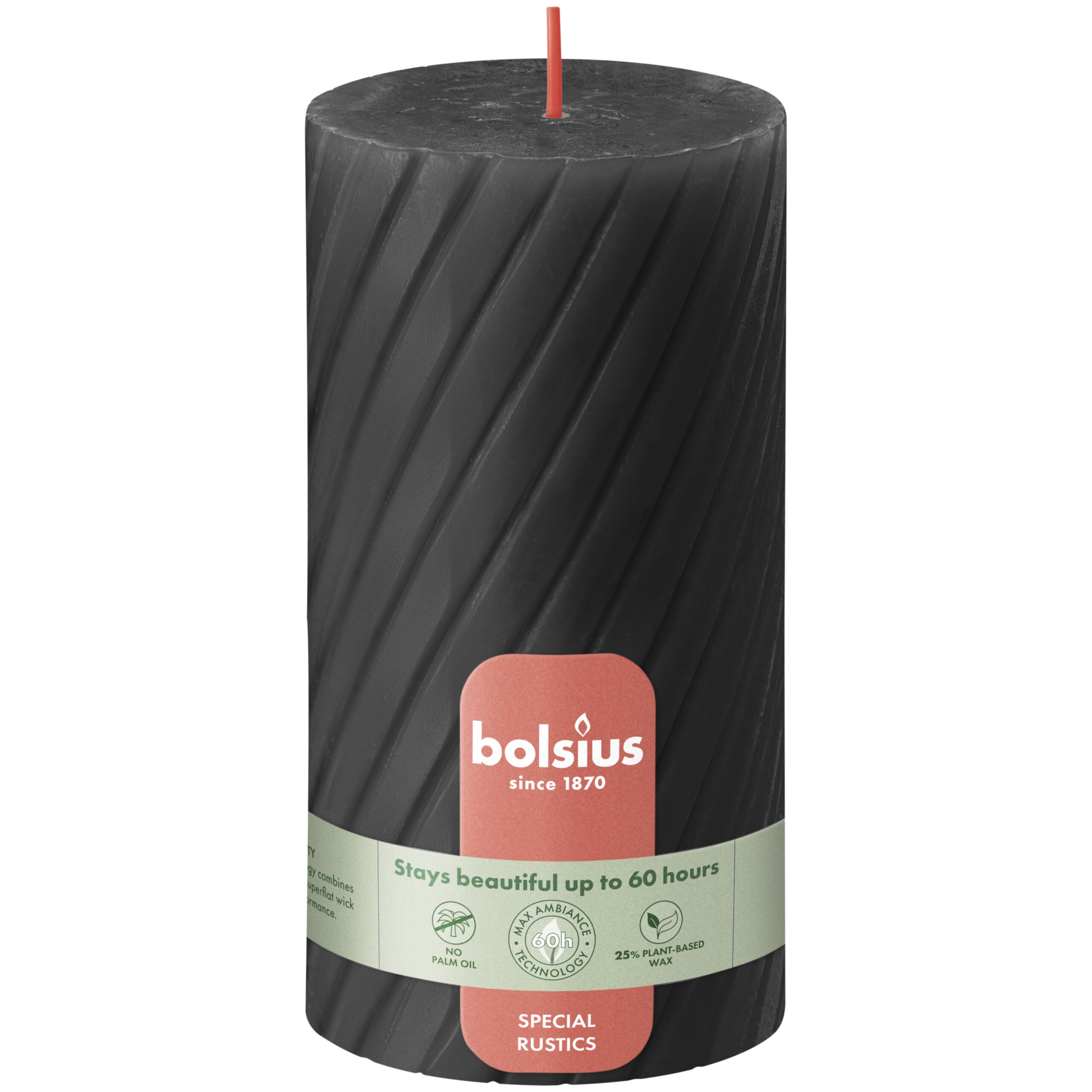 Bolsius Rustiek twist stompkaars 130/68 Stormy Grey (1 stuk)