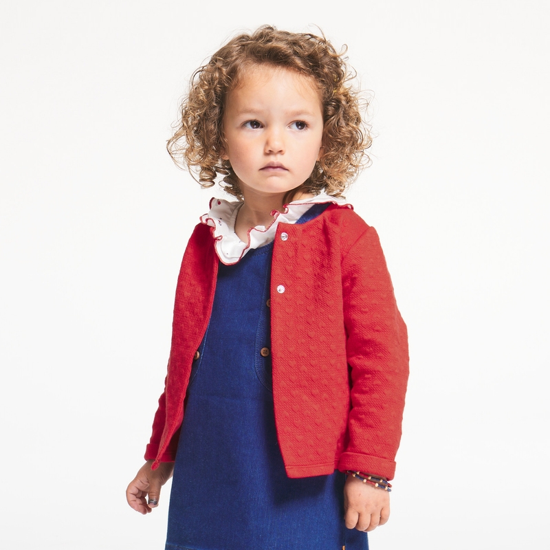 Gilet molleton rouge bébé fille