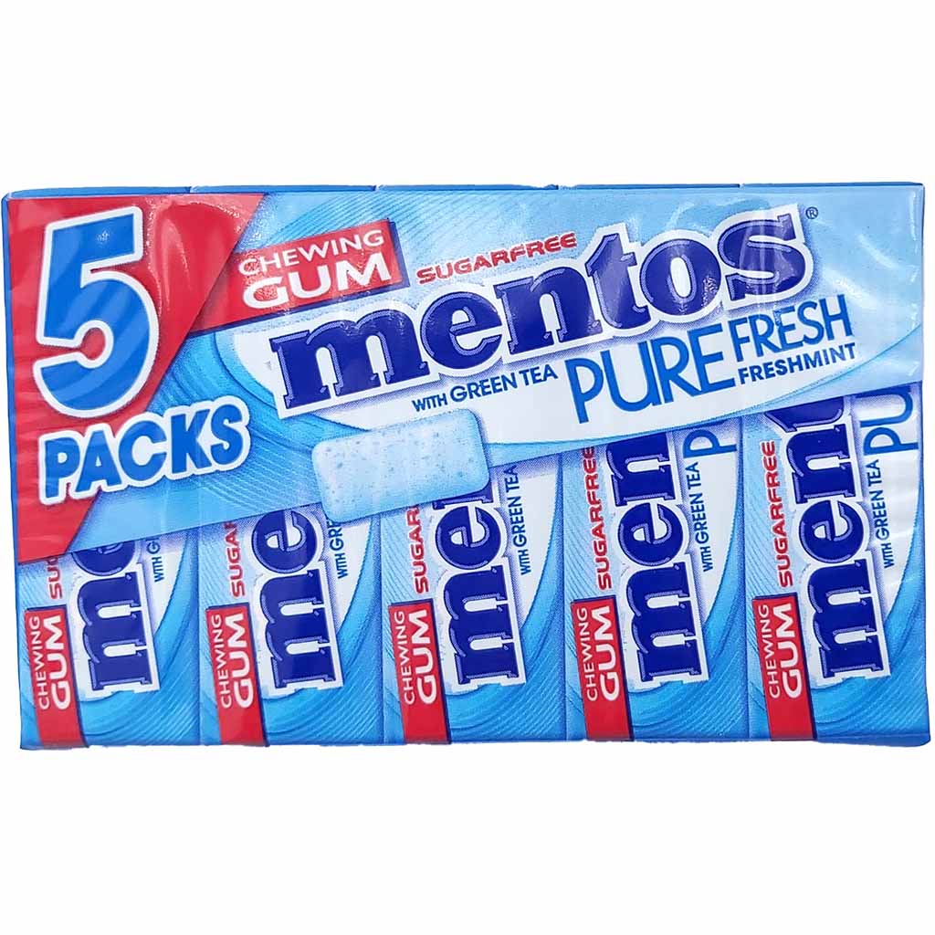 24x Mentos Chewing Gum Pure fresh Mint 5er Pack 24x66g = 1584g MHD:30.10.25