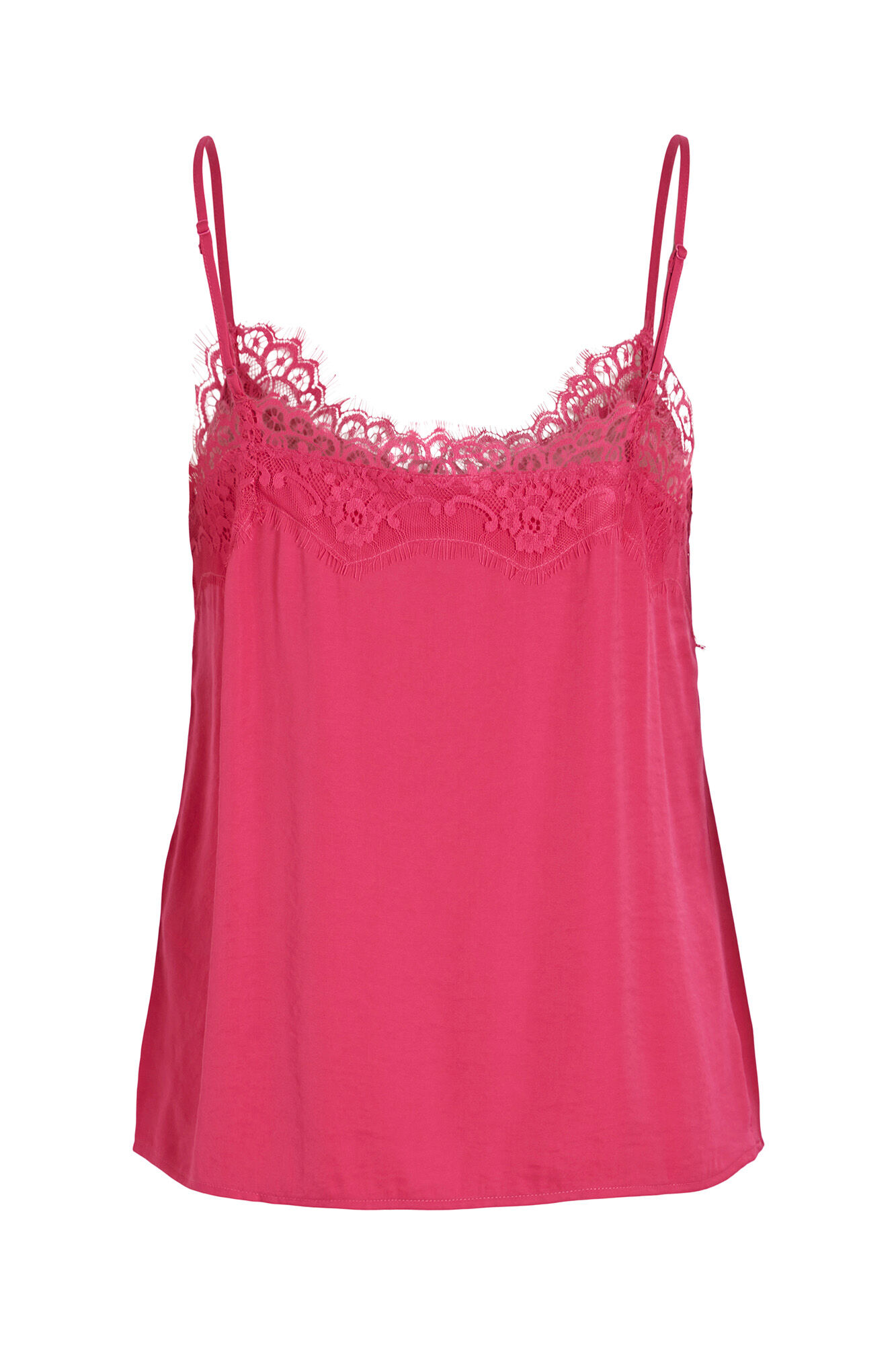 Top Vila de cetim com renda - Rosa