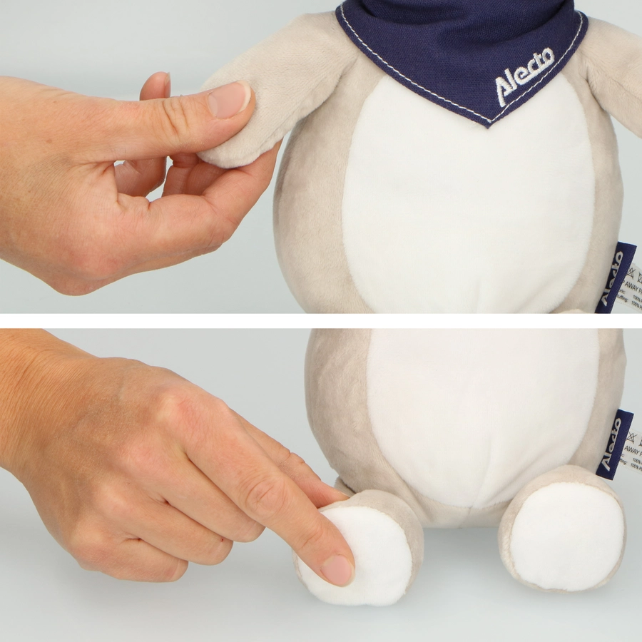 Alecto® Plüschtier mit beruhigenden Geräuschen und Nachtlicht, Waschbär