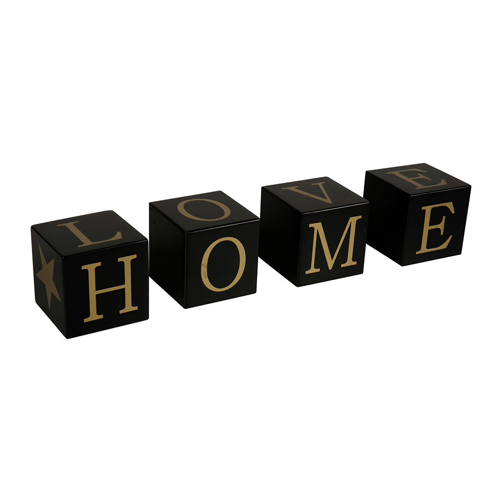 Mot déco LOVE HOME noir 24x6x6cm