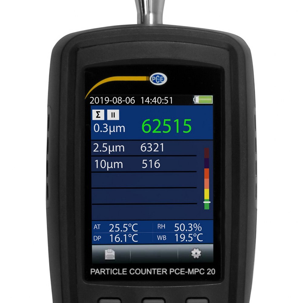 PCE Partikelzähler PCE-MPC 20 Temperatur Datenlogger Luftfeuchte Staubmessgerät