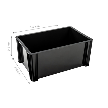 Stapelbare opbergbox Heavy Duty 36 liter zwart