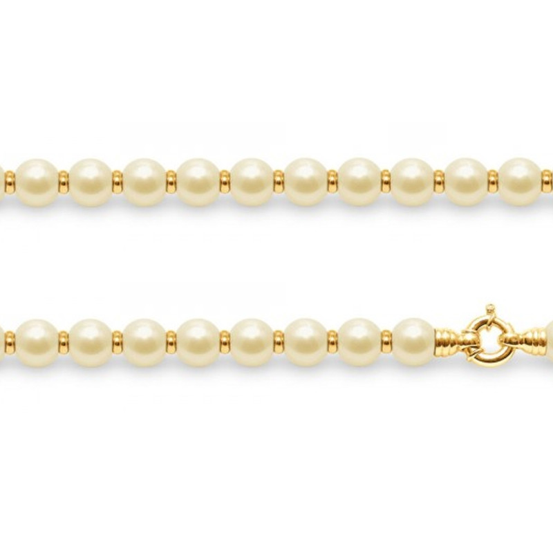 Collier Ras du cou Femme en Perles de culture Dorées et Perles en Or Jaune 750/1000