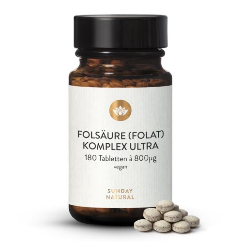 Sunday Natural Products  Folsäure (Folat) Komplex Ultra 800µg
