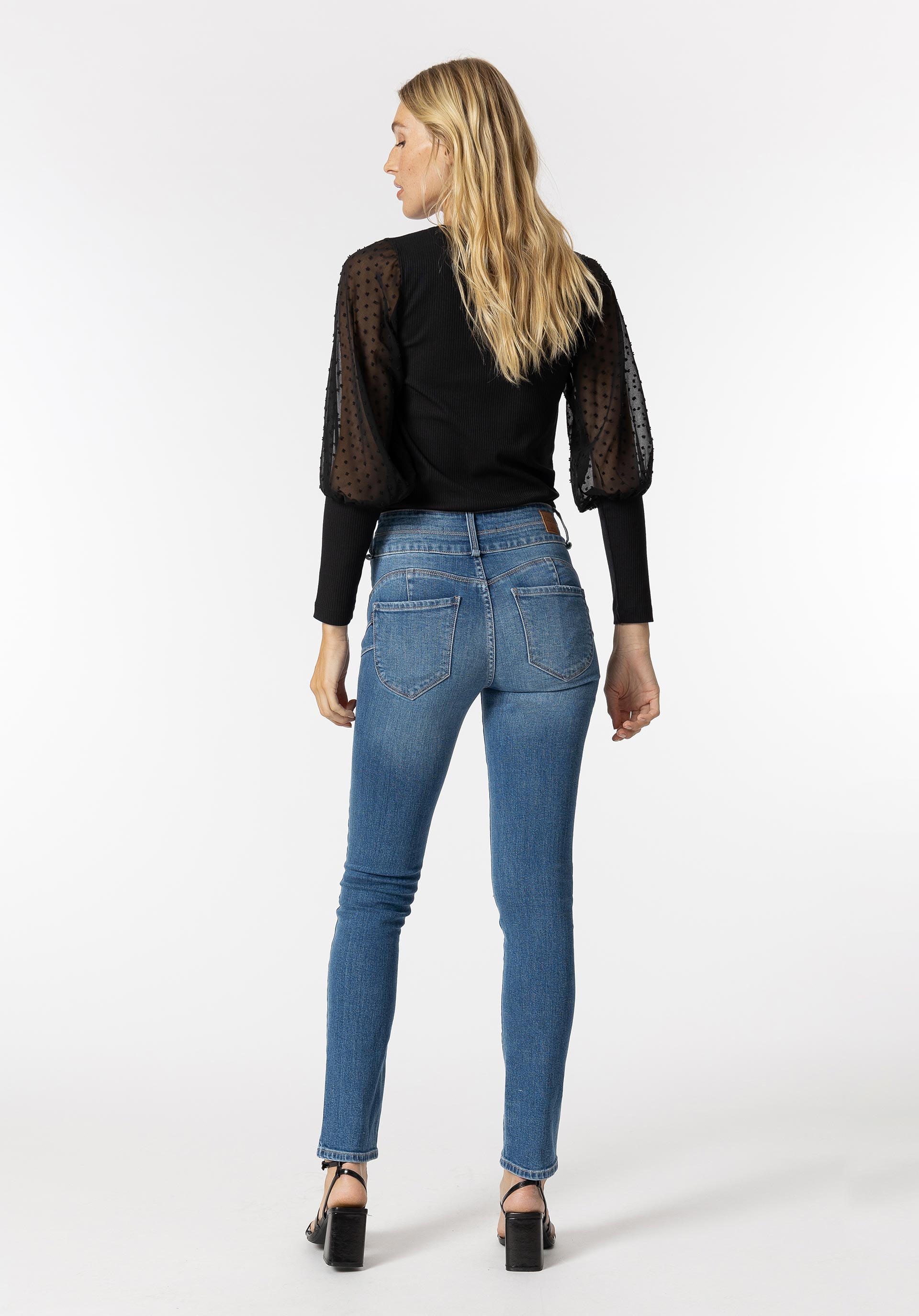 Jeans Double-up Slim de Cintura Alta