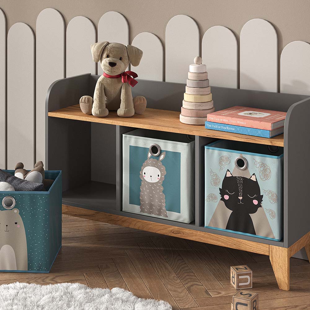 VitaliSpa Sitzbank Malia 107x64cm grau, Bank für Kinderzimmer, 3 große Fächer