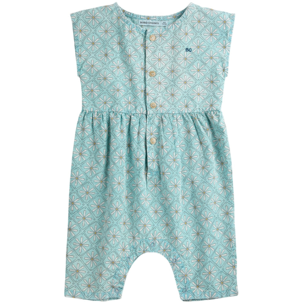 Køb Bobo Choses Light Blue Daisy Mosaic All Over Woven Overall