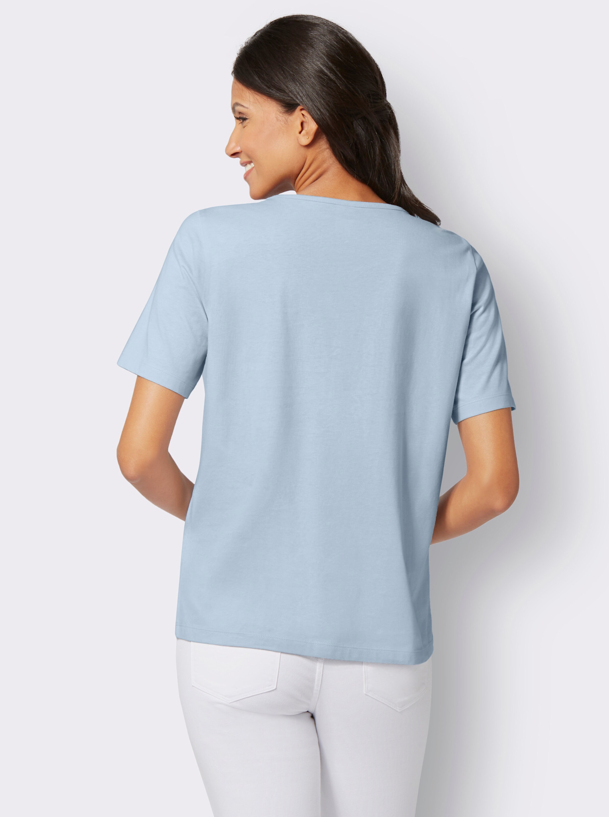 Kurzarmshirt mit platziertem Blüten-Druck