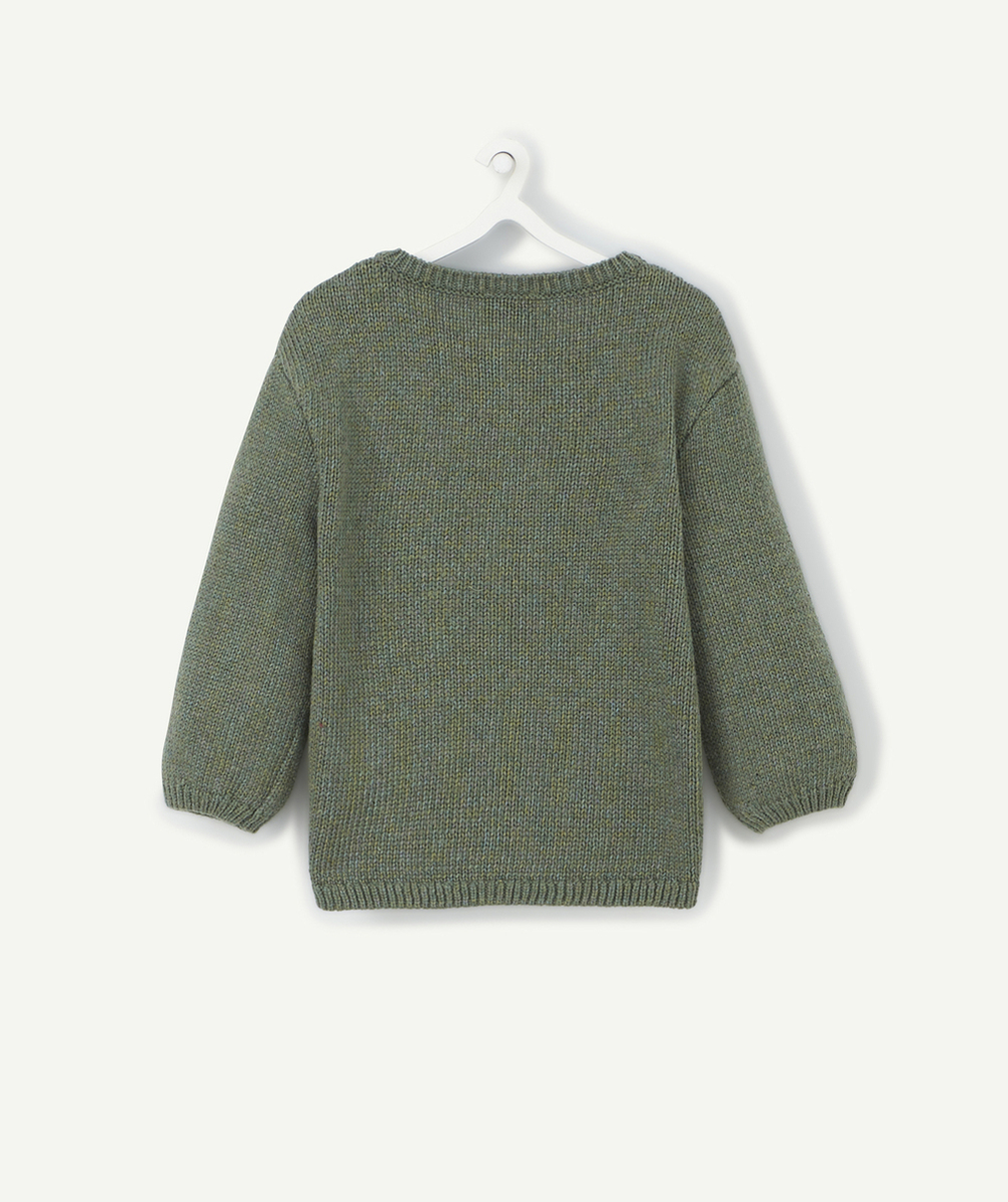 GILET BOUTONNÉ VERT BRILLANT BÉBÉ FILLE EN FIBRES RECYCLÉES