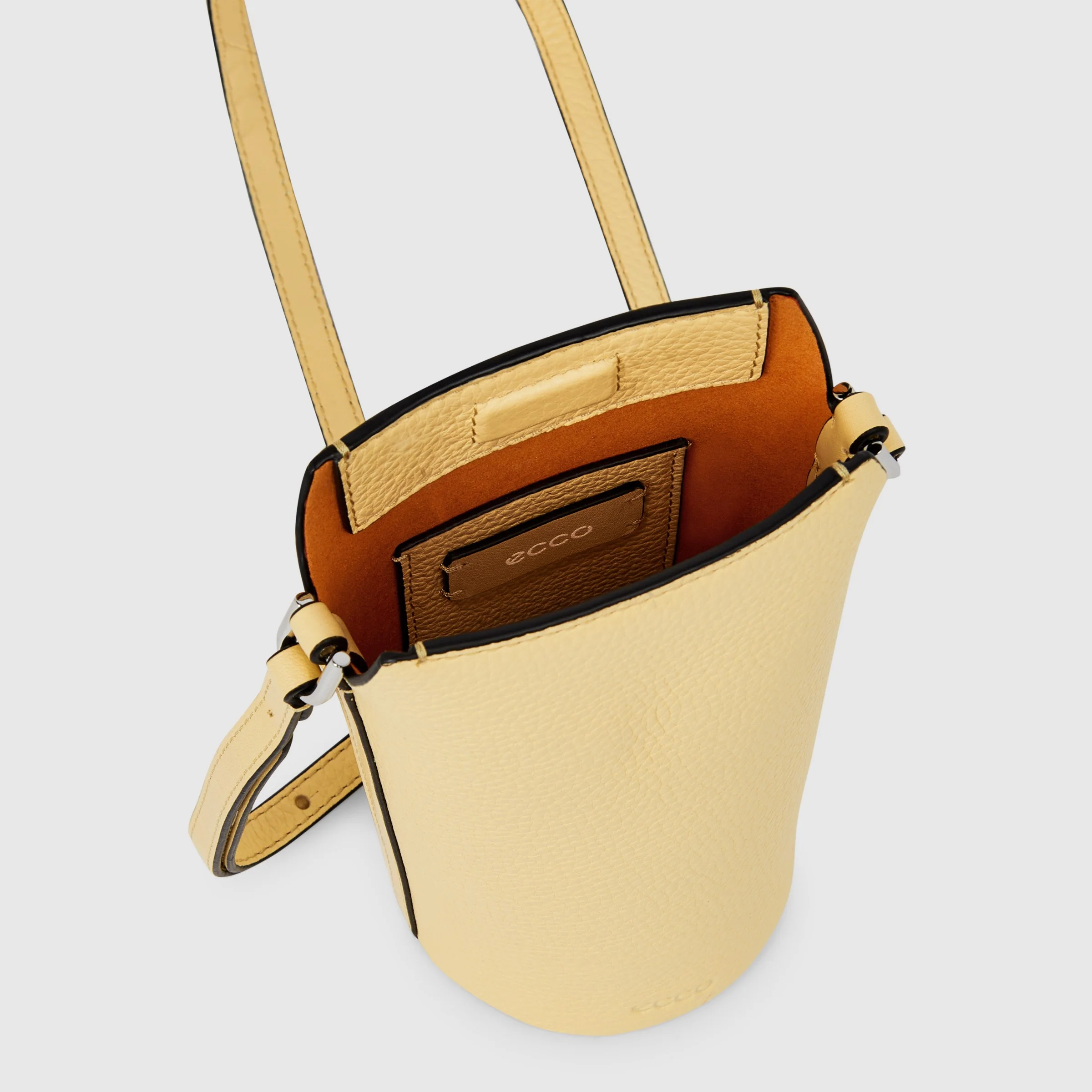 ECCO Pot Bag Umhängetasche aus Leder Gelb 9X19X9 cm
