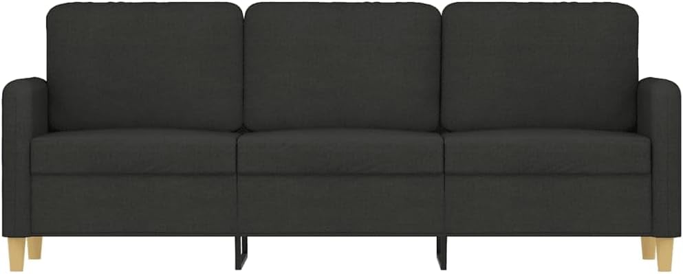 3-Sitzer-Sofa Schwarz 198 cm Modernes Stoffsofa mit Metallgestell Robuste Polstergarnitur für Wohnzimmer Büro und Flur