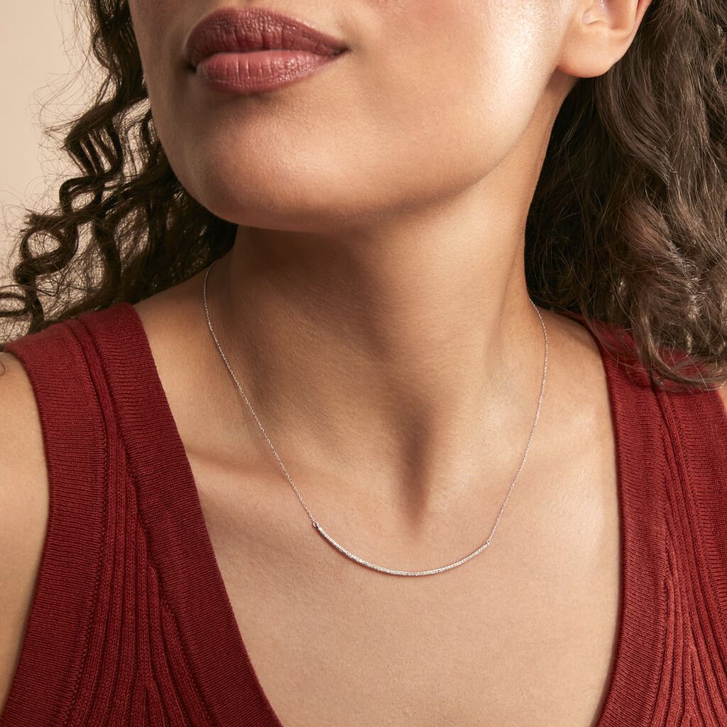 Collier Fanchette Or Blanc Diamant