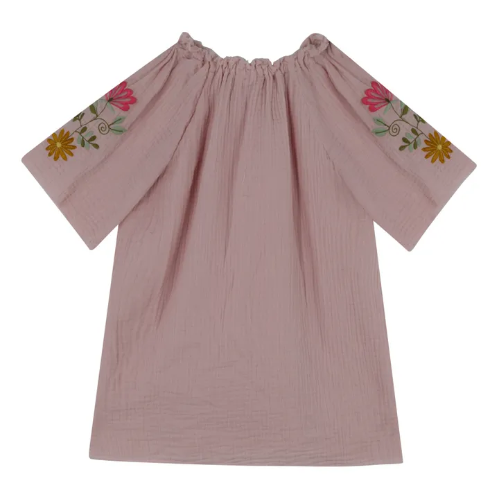Babe & Tess Robe Brodée Fleurs | Rose