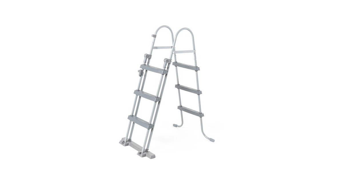 BestwayZwembad power steel set rechthoek rotan 404  (Grijs, Incl. Filterpomp (220-240V) + ladder)