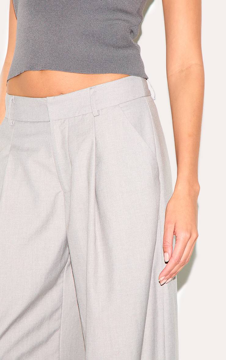 Gris Pantalon Large Tissé À Double Pli